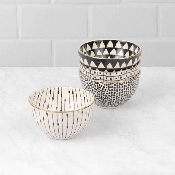 Set/4 Glitzy Stoneware Bowls - Picture 1 of 7